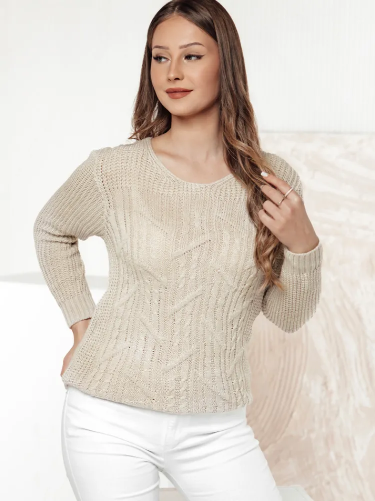 Swetry Damskie>Dstreet Sweter damski LAVIRTA beżowy MY2381