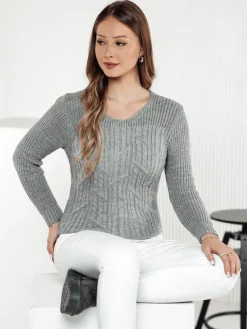 Swetry Damskie>Dstreet Sweter damski LAVIRTA jasnoszary MY2385