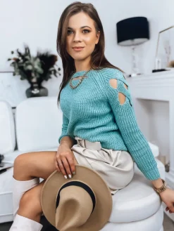 Swetry Damskie>Dstreet Sweter damski LAYSI zielony MY1748