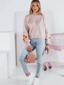 Swetry Damskie>Dstreet Sweter damski LYRA różowy MY2215