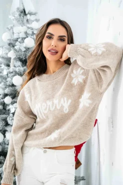 Swetry Damskie>Dstreet Sweter damski MAGICAL TIME beżowy MY2276