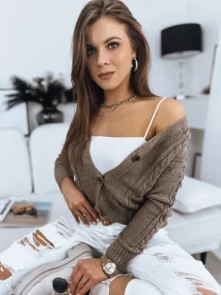 Swetry Damskie>Dstreet Sweter damski MELANIA czekoladowy MY1653