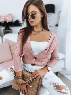 Swetry Damskie>Dstreet Sweter damski MELANIA różowy MY1652