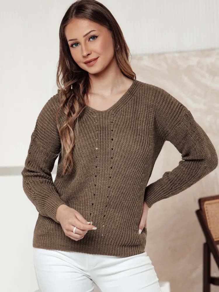 Swetry Damskie>Dstreet Sweter damski MONAVIA beżowy MY2405