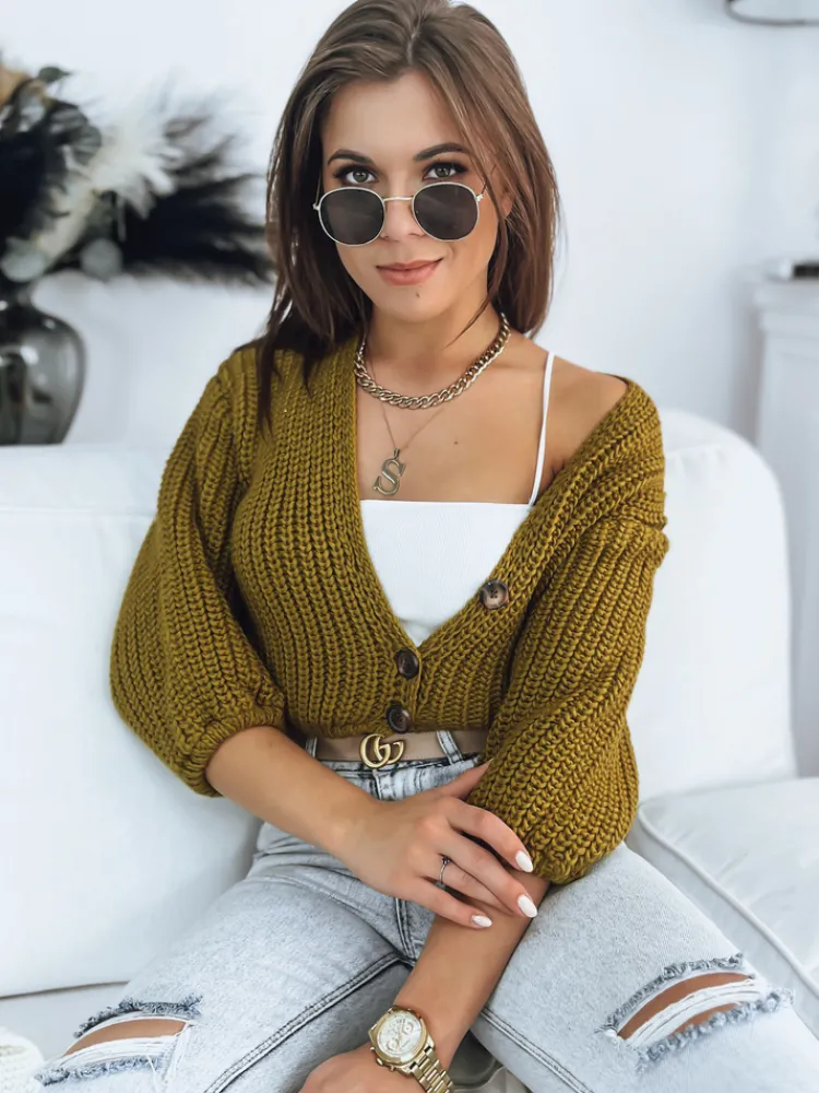 Swetry Damskie>Dstreet Sweter damski NUTI musztardowy MY1673