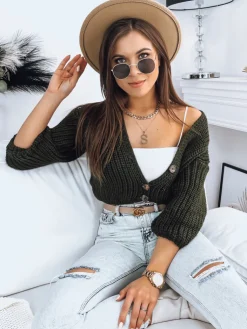 Swetry Damskie>Dstreet Sweter damski NUTI zielony MY1672