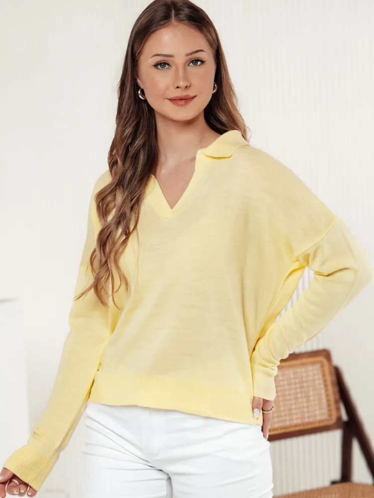 Swetry Damskie>Dstreet Sweter damski one size oversize VISTILLA cytrynowy MY2415