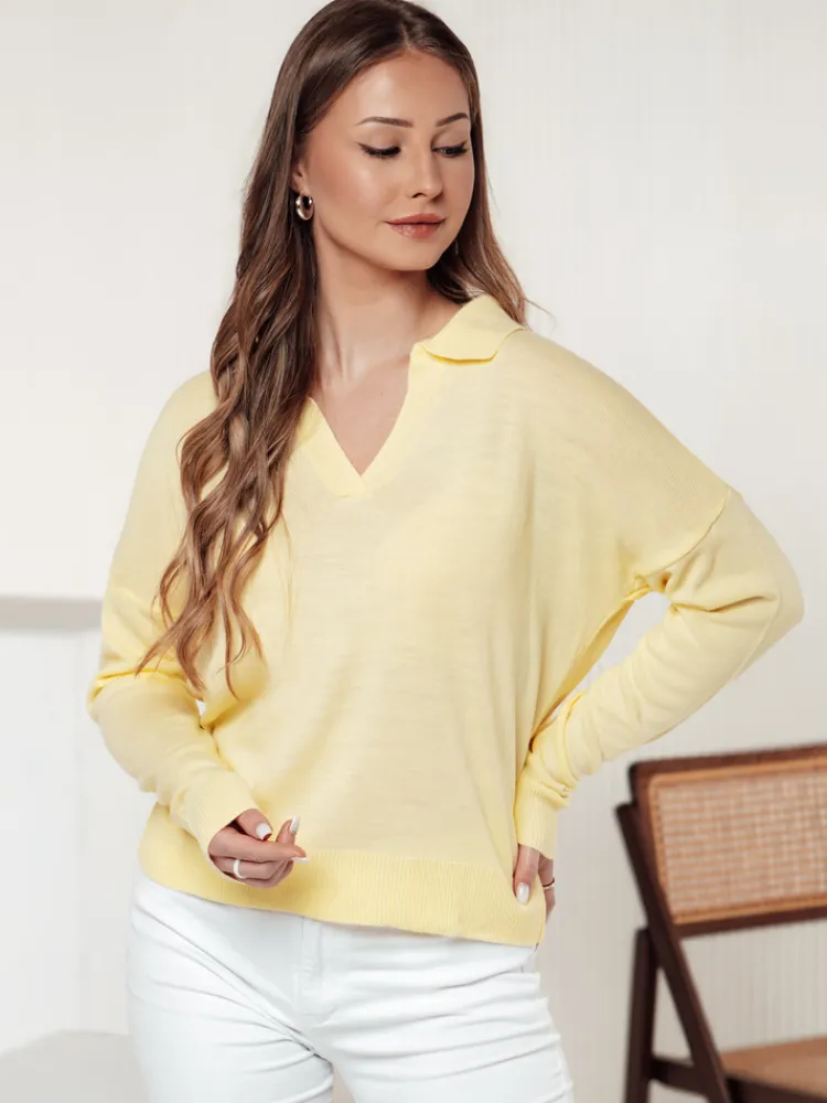 Swetry Damskie>Dstreet Sweter damski one size oversize VISTILLA cytrynowy MY2415