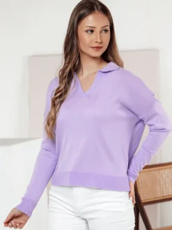 Swetry Damskie>Dstreet Sweter damski one size oversize VISTILLA wrzosowy MY2416