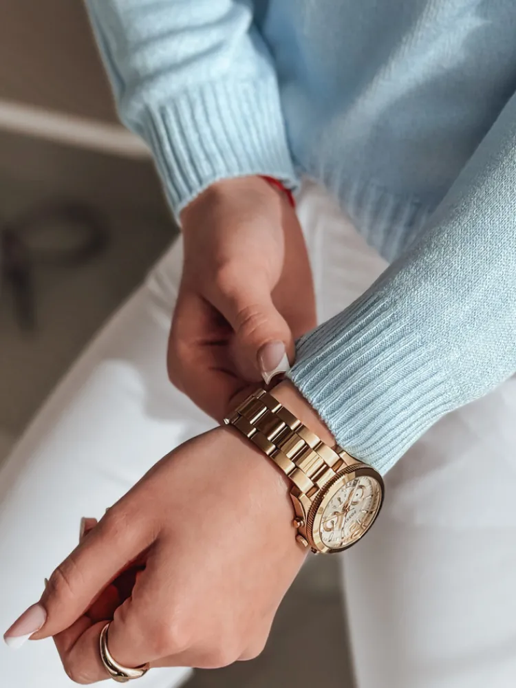 Swetry Damskie>Dstreet Sweter damski one size oversize gładki SENZIA błękitny MY2448