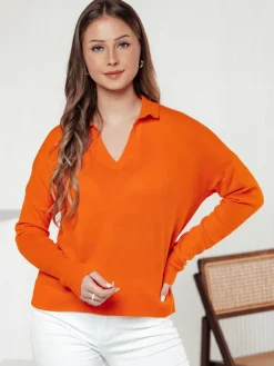 Swetry Damskie>Dstreet Sweter damski one size oversize VISTILLA pomarańczowy MY2414