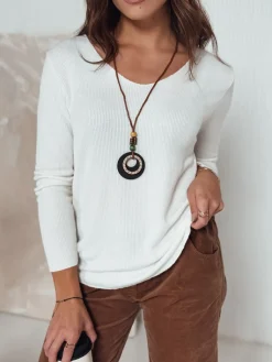 Swetry Damskie>Dstreet Sweter damski one size STYLORE z wisiorkiem ecru MY2341