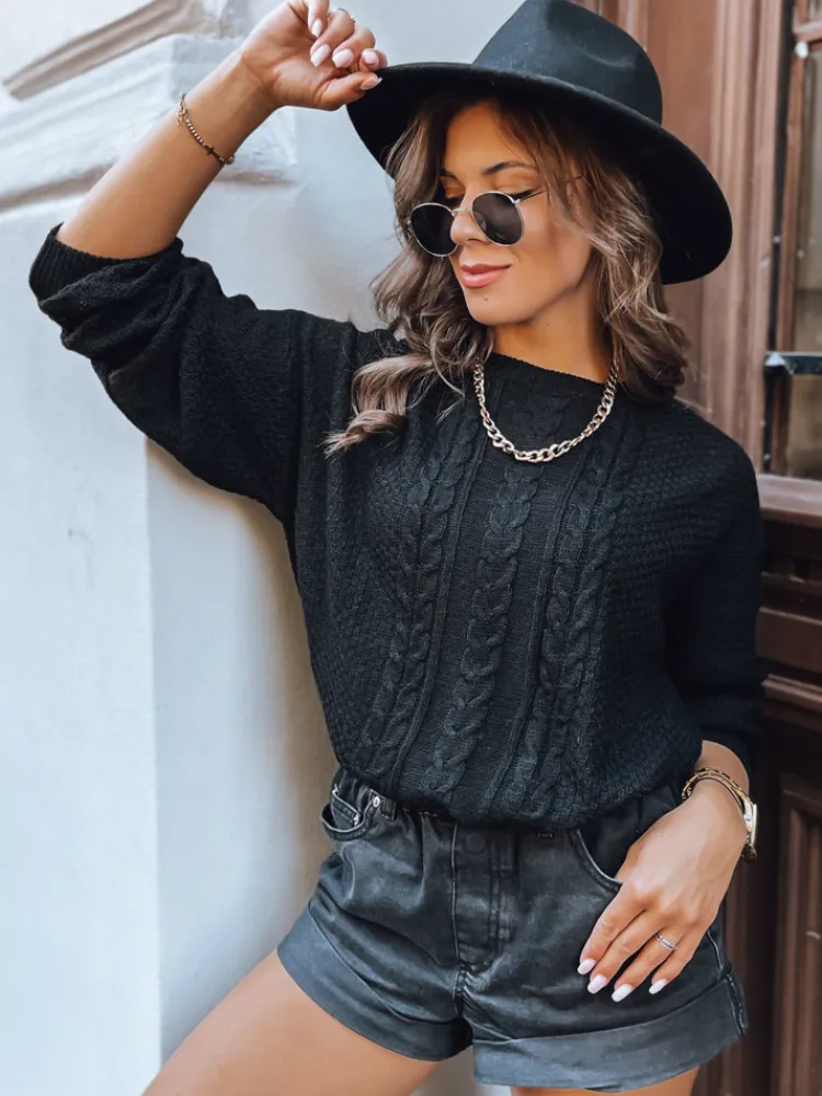 Swetry Damskie>Dstreet Sweter damski oversize CAMELLIA czarny MY2108