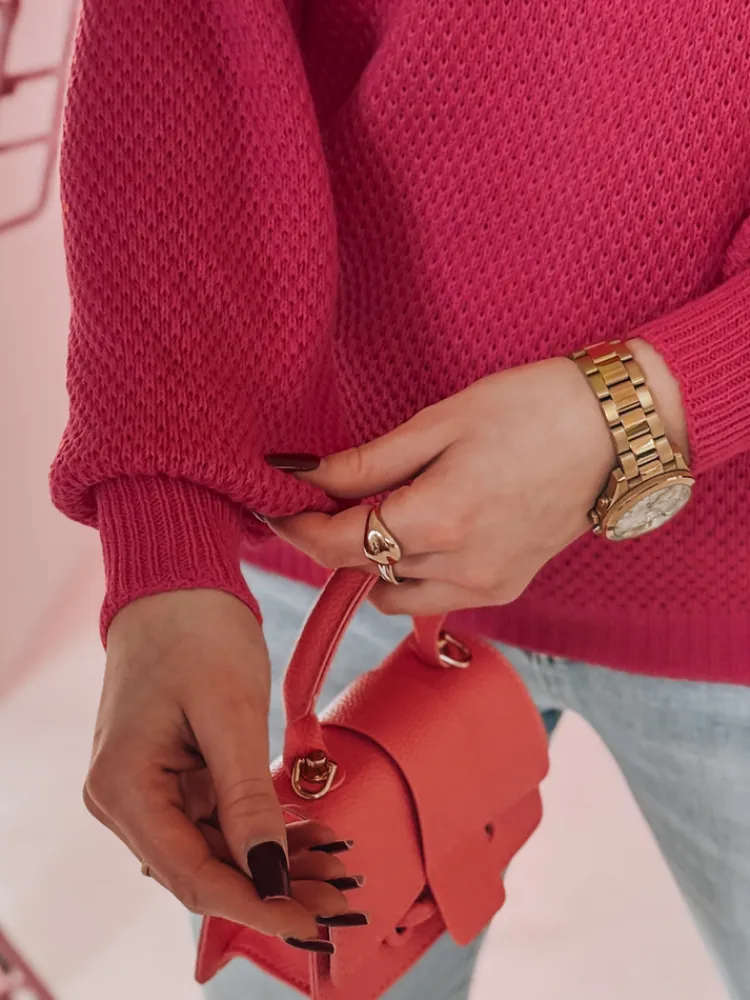 Swetry Damskie>Dstreet Sweter damski oversize EMERALD fuksja MY2125