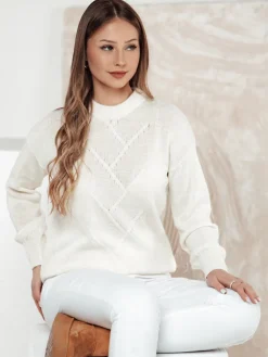 Swetry Damskie>Dstreet Sweter damski oversize FEMWEAVE ecru MY2390