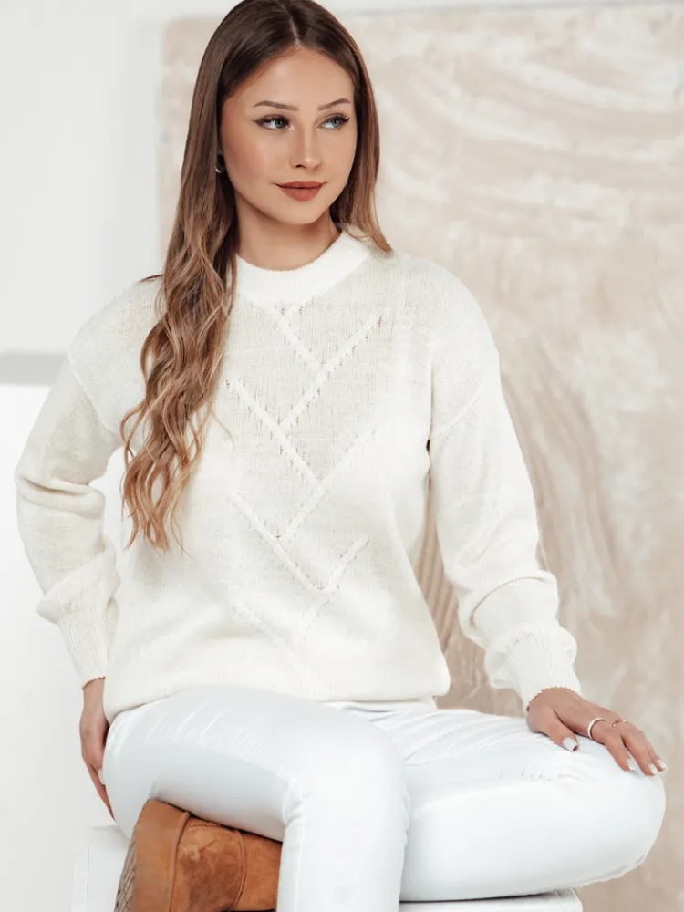 Swetry Damskie>Dstreet Sweter damski oversize FEMWEAVE ecru MY2390