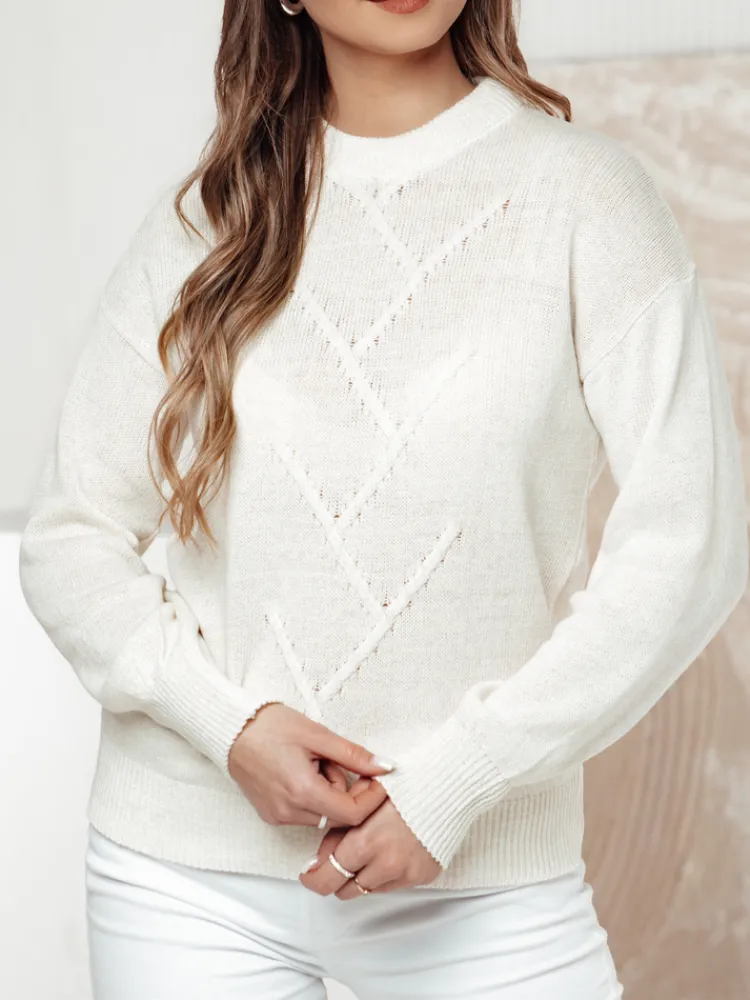 Swetry Damskie>Dstreet Sweter damski oversize FEMWEAVE ecru MY2390