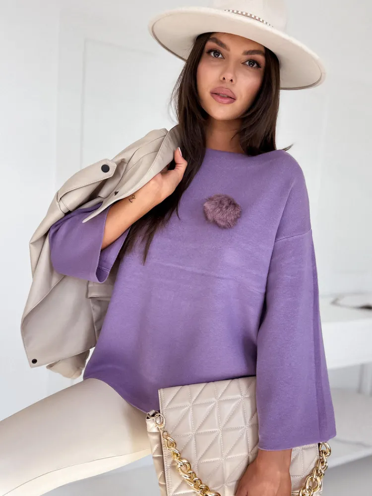 Swetry Damskie>Dstreet Sweter damski oversize GAIA fioletowy MY2010
