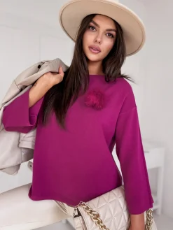 Swetry Damskie>Dstreet Sweter damski oversize GAIA bordowy MY2009