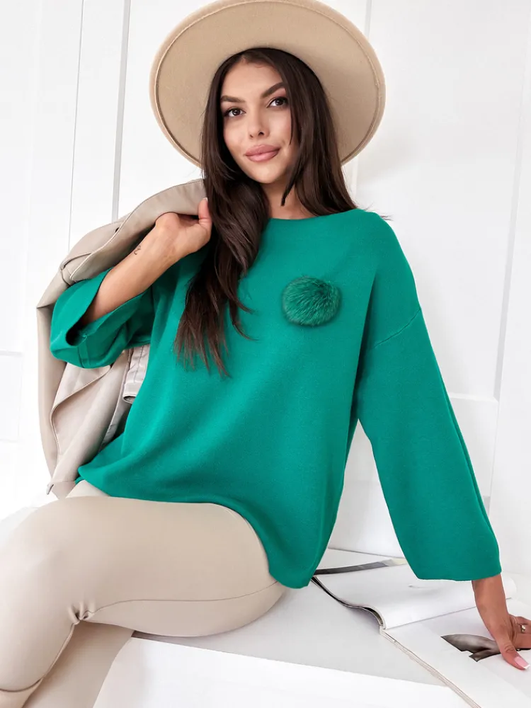 Swetry Damskie>Dstreet Sweter damski oversize GAIA zielony MY2008