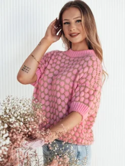 Swetry Damskie>Dstreet Sweter damski oversize PINGOL różowy MY2305