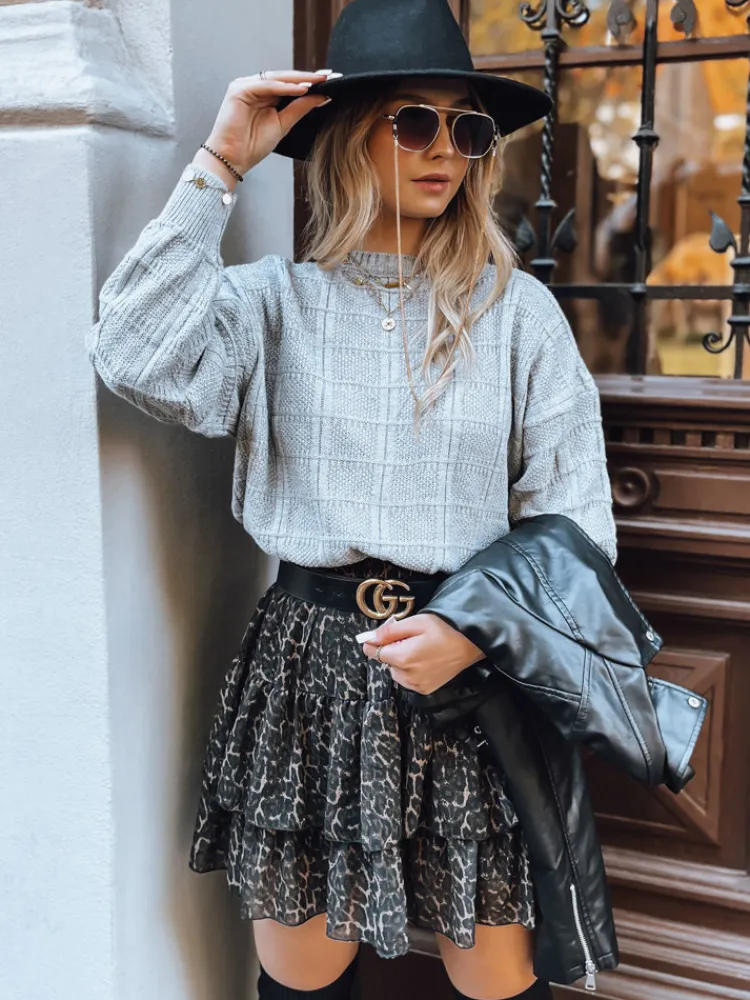 Swetry Damskie>Dstreet Sweter damski oversize SKYLARK szary MY2130