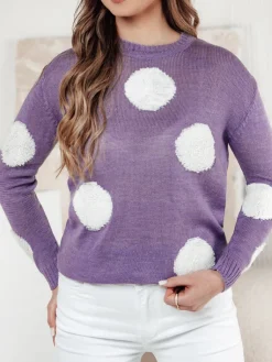 Swetry Damskie>Dstreet Sweter damski POLKAVO fioletowy MY2391