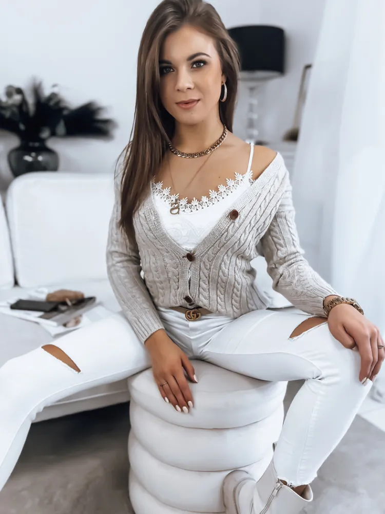 Swetry Damskie>Dstreet Sweter damski RIGLA beżowy MY1638