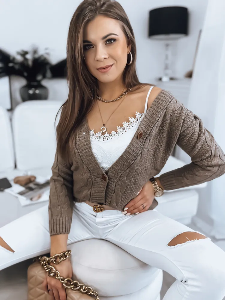 Swetry Damskie>Dstreet Sweter damski rozpinany DURKI beżowy MY1644