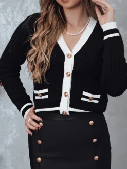 Swetry Damskie>Dstreet Sweter damski rozpinany FUZZY czarny MY2367