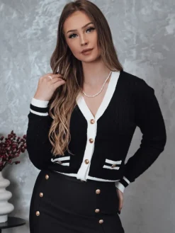 Swetry Damskie>Dstreet Sweter damski rozpinany FUZZY czarny MY2367