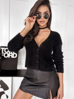 Swetry Damskie>Dstreet Sweter damski rozpinany LILY czarny MY2035