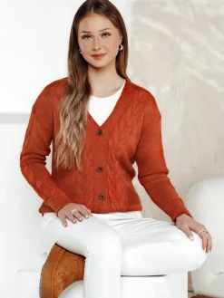 Swetry Damskie>Dstreet Sweter damski rozpinany RUSTICHE rudy MY2423