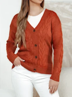 Swetry Damskie>Dstreet Sweter damski rozpinany RUSTICHE rudy MY2423