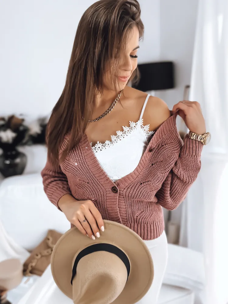 Swetry Damskie>Dstreet Sweter damski rozpinany WIKI różowy MY1708