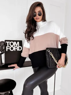 Swetry Damskie>Dstreet Sweter damski SERENE kamelowy MY1980