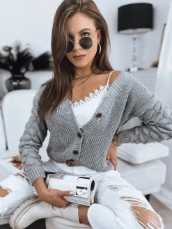 Swetry Damskie>Dstreet Sweter damski SINSA jasnoszary MY1629