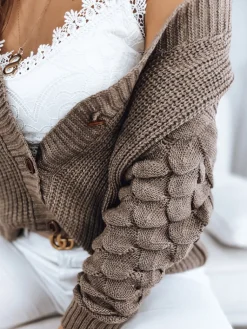 Swetry Damskie>Dstreet Sweter damski SINSA mokka MY1630