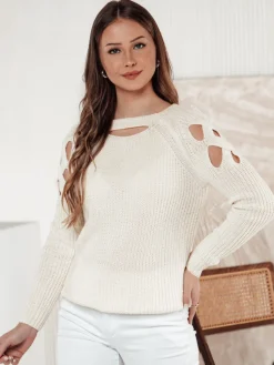 Swetry Damskie>Dstreet Sweter damski SLITARIA ecru MY2408