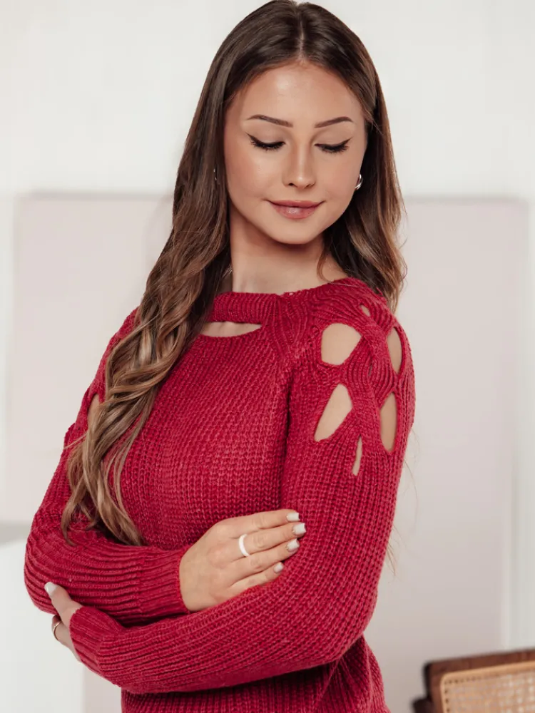 Swetry Damskie>Dstreet Sweter damski SLITARIA różowy MY2411