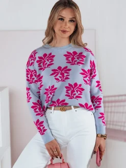 Swetry Damskie>Dstreet Sweter damski SWEET BUNNY błękitny MY2282