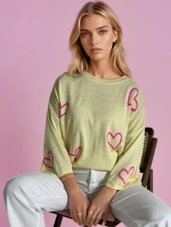 Swetry Damskie>Dstreet Sweter damski SWEET HEART cytrynowy MY1926