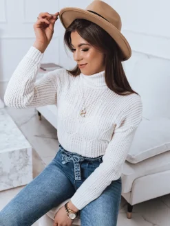 Swetry Damskie>Dstreet Sweter damski TRIXA ecru MY1213