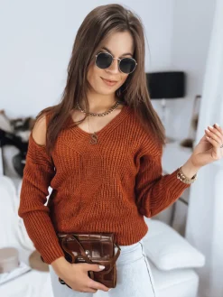 Swetry Damskie>Dstreet Sweter damski TURI rudy MY1670