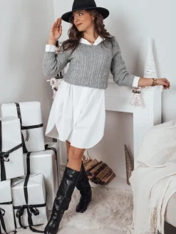 Swetry Damskie>Dstreet Sweter damski VALENTIS jasnoszary MY1816