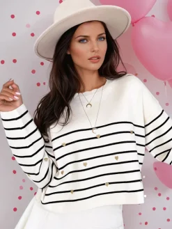 Swetry Damskie>Dstreet Sweter damski VELORIA ecru MY2026