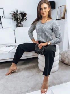 Swetry Damskie>Dstreet Sweter damski WELLMA jasnoszary MY1771