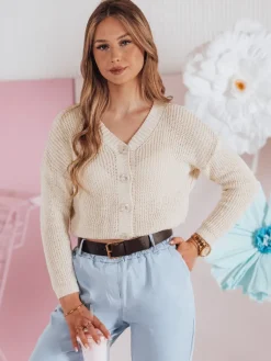 Swetry Damskie>Dstreet Sweter damskie one size oversize prążkowany SWEETDREAM ecru MY2457