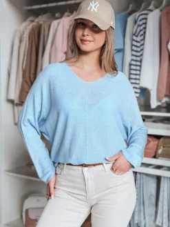Swetry Damskie>Dstreet Sweter damskie one size oversize NORVAN błękitny MY2452