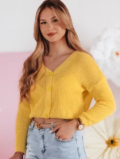 Swetry Damskie>Dstreet Sweter damskie one size oversize prążkowany SWEETDREAM żółty MY2462